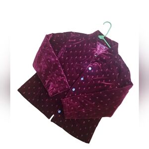 Velvet Retro Maroon Cranberry Holiday Satin Lined Quilted Jacket